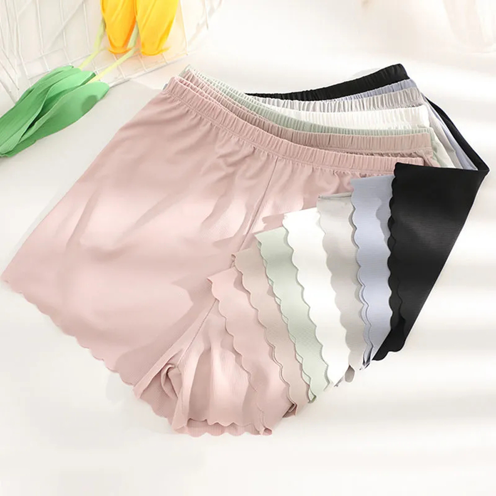Quần Short An Toàn Bằng Lụa Satin Dáng Rộng Không Đường May Nhiều Màu Sắc Dành Cho Nữ