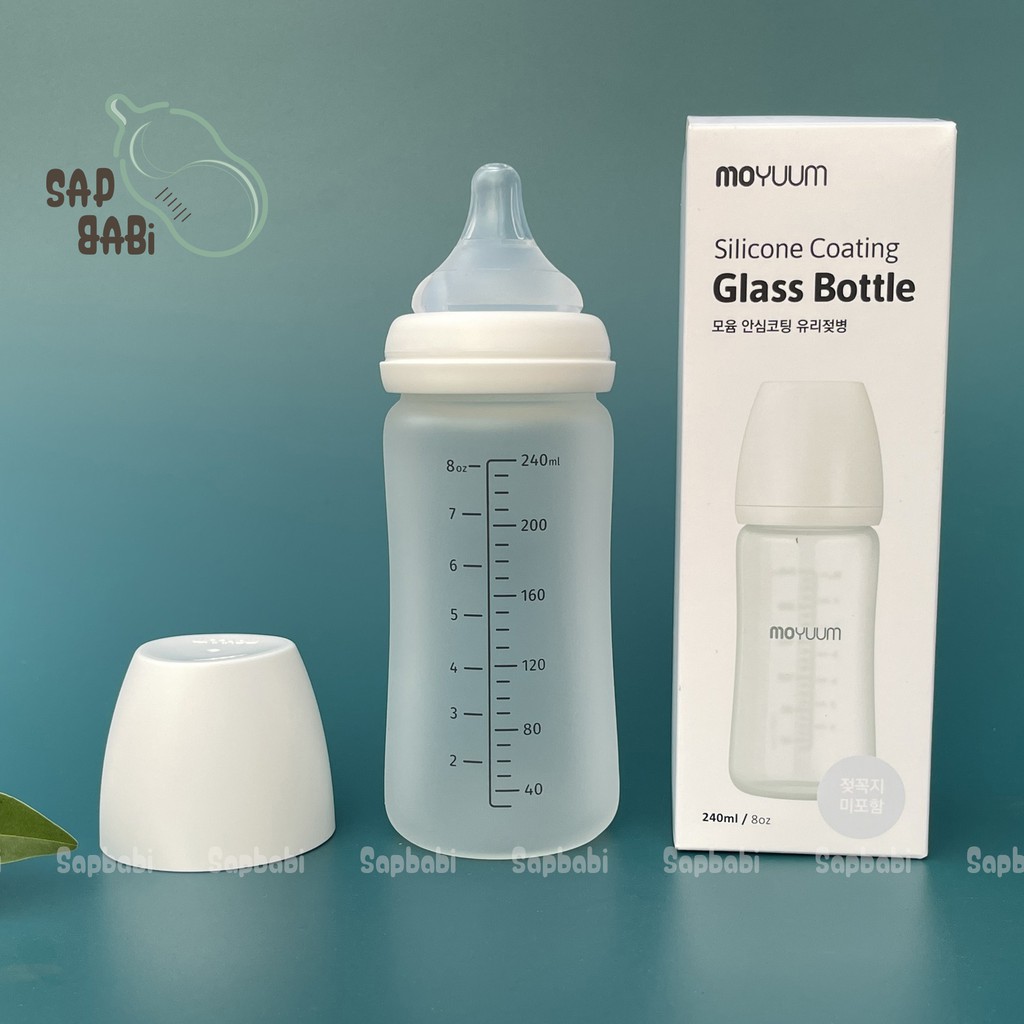 Bình sữa Moyuum Thủy Tinh Tráng Silicon Premium 2022 -150ml/240ml - Sản Phẩm CHÍNH HÃNG