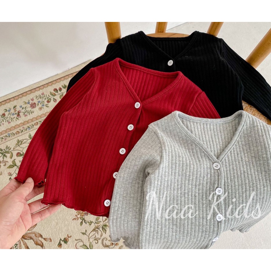 Áo khoác len cardigan cho bé gái , áo len gân mùa thu bé gái từ 0 đến 2 tuổi