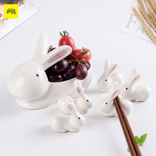Gác đũa bằng gốm sứ hình vịt con, thỏ con xinh xắn – phụ kiện bàn ăn phong cách Nhật