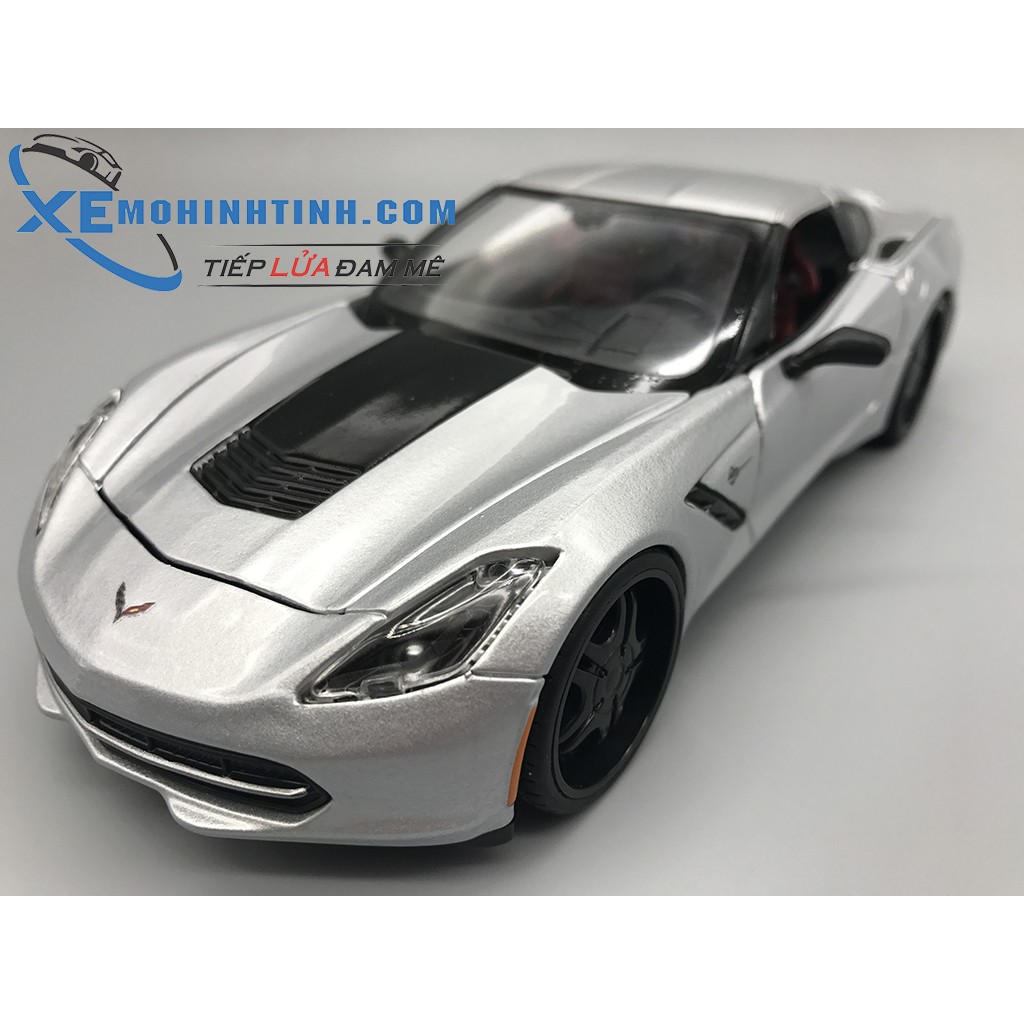 Xe Mô Hình Corvette Stingray 2014 1:24 Maisto (Bạc)