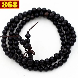 Chuỗi 108 hạt gỗ đàn hương đen 6 ly
