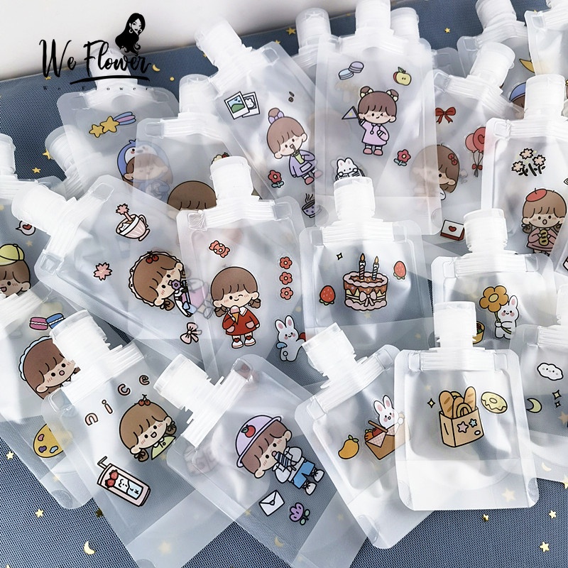 We Flower Túi Đựng Dầu Gội / Mỹ Phẩm Dung Tích 30ml / 50ml / 100ml Hoạ Tiết Xinh Xắn Thiết Kế Tiện Dụng Khi Đi Du Lịch