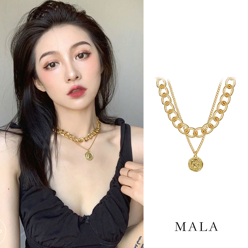 Dây Chuyền Nhiều Lớp Kim Loại Phong Cách Hip Hop Hàn Quốc