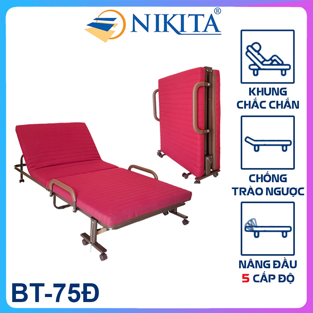 Giường xếp - gấp gọn đa năng BT75 Đỏ - Chính hãng NIKITA