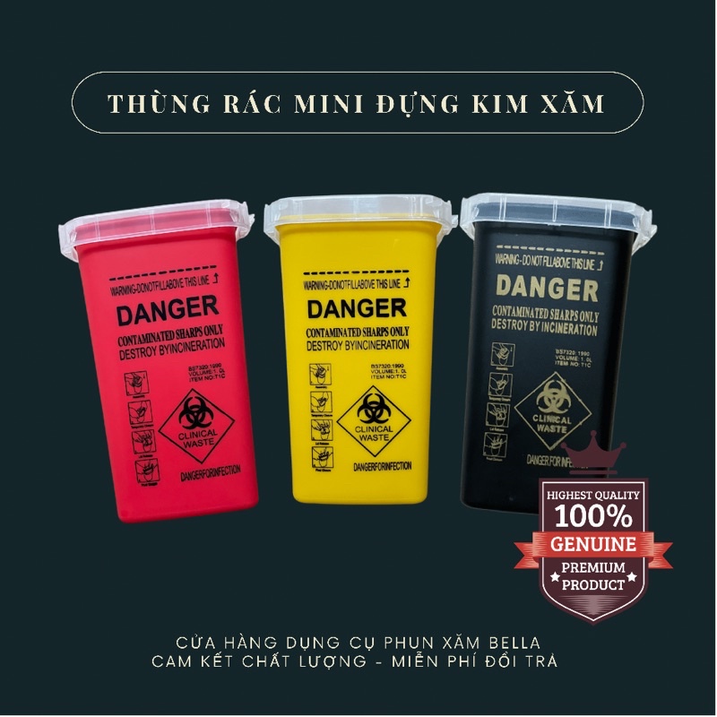 Thùng rác đựng kim xăm, thùng rác mini