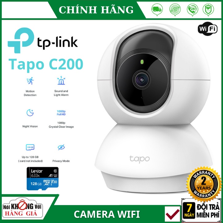 Camera Wifi TP-link Tapo C200 - FullHD 1080P , đàm thoại 2 chiều , cảnh báo chuyển động , xoay 360° , bảo hành 2 năm