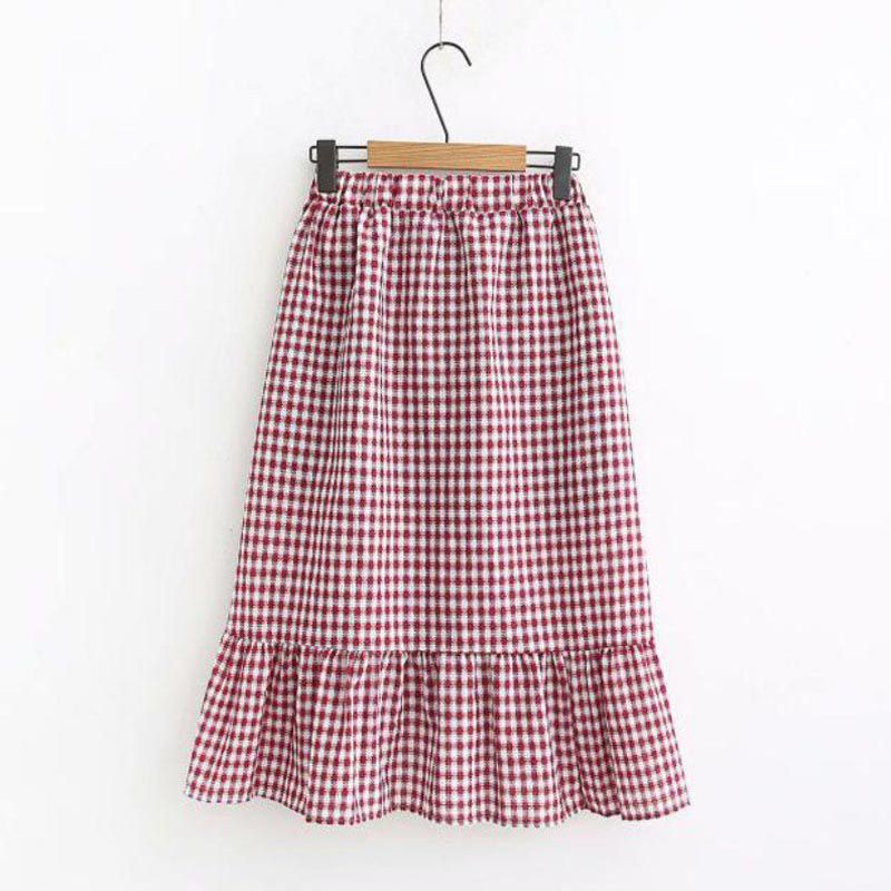 Chân Váy Dài Họa Tiết Caro Phong Cách Vintage Thời Trang Cho Nữ