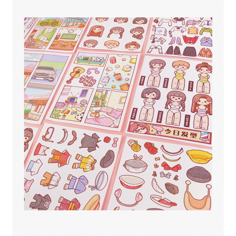 Peach 20Pcs/24Pcs Small potato change wardrobe second play sticker Journal Scrapbook Decor Sticker