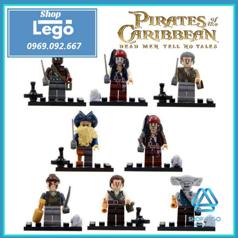 Xếp hình Pirates of the Caribbean Jack Sparrow - Will Turner - Joshamee Gibbs - Davy Jones Lego Minifigures KSZ 515