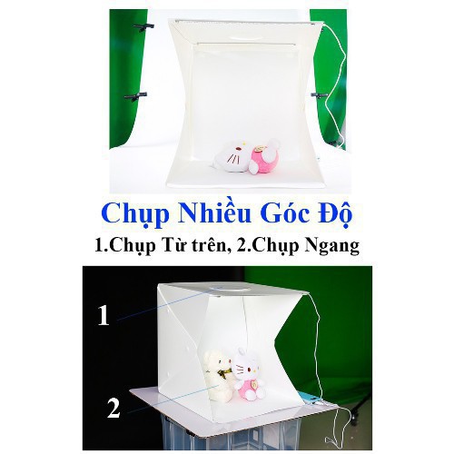 [AK] Hộp Chụp Sản Phẩm 40x40cm Có Kèm Đèn Led 2 Dãy có 70 Bóng - Tặng 2 Phong Nền - An Khang -