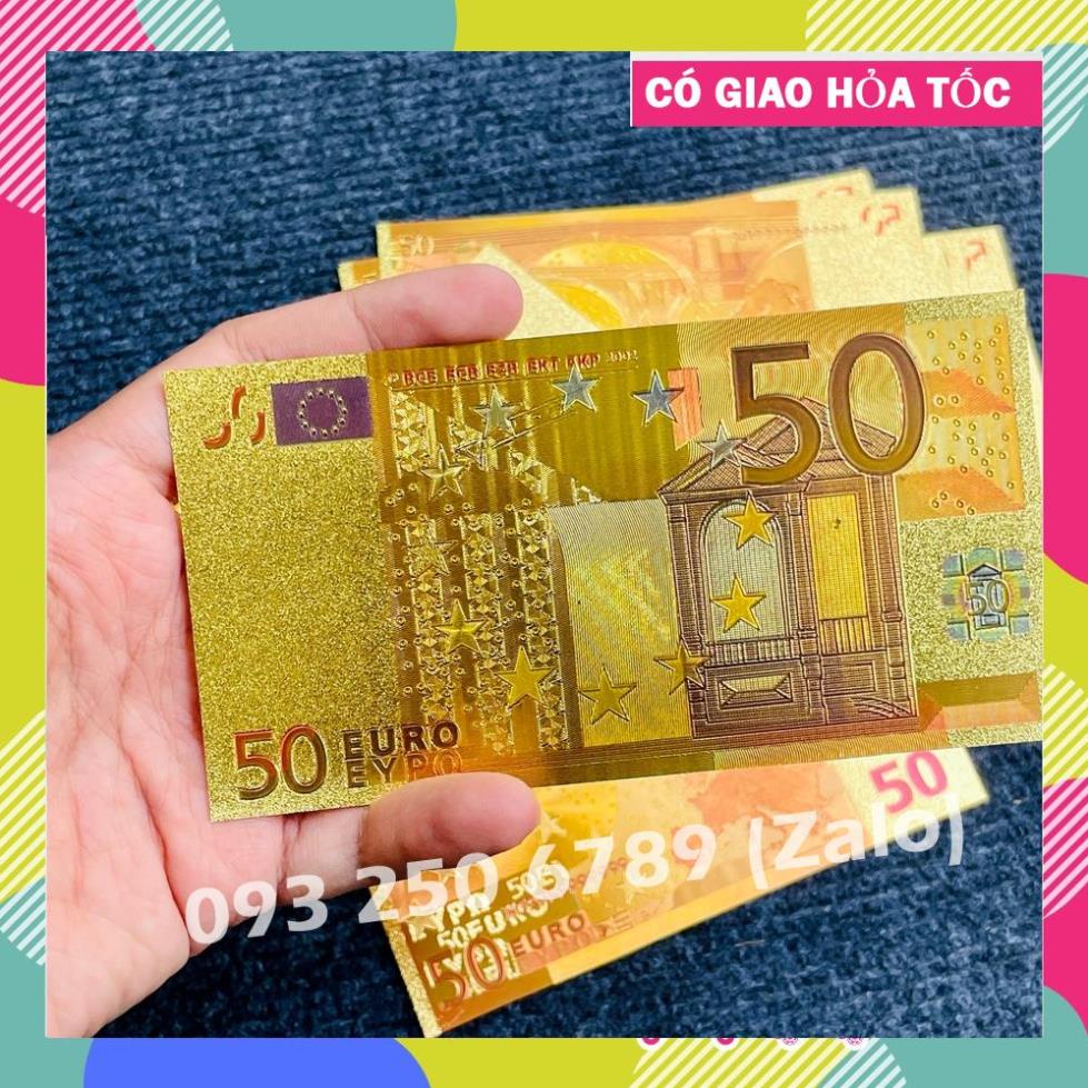 TRỢ GIÁ Tờ Tiền Kỉ Niệm 50 EURO Plastic Mạ Vàng Lì Xì Tết May Mắn