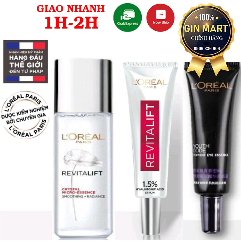 Serum Loreal siêu cấp ẩm sáng da và chống lão hóa L'Oreal Paris pure Hyaluronic Acid 1.5% 7.5ml
