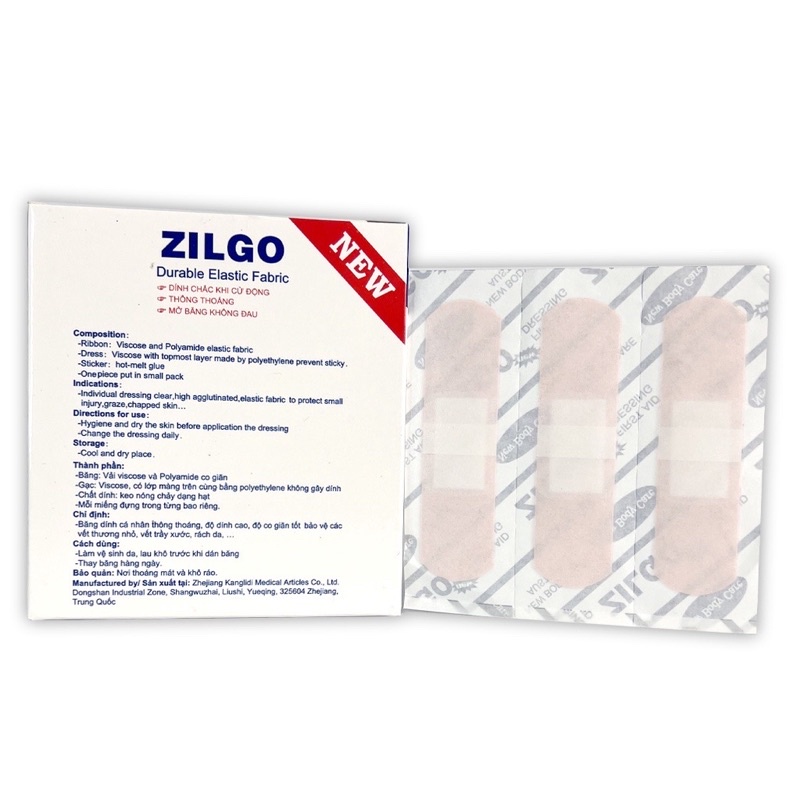 Băng dán cá nhân ZILGO Hộp 102 Miếng Dán Vết Thương, Băng Cá Nhân Urgo, Băng Y Tế Sơ Cứu Vết Thương