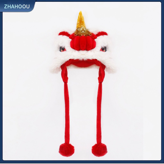 ☃Nhà☃ Mũ Tai Sư Tử Năm Mới Lót Lông Cừu Mềm Mại Thoải Mái Giữ Ấm Phong Cách Trung Hoa Cho Thú Cưng