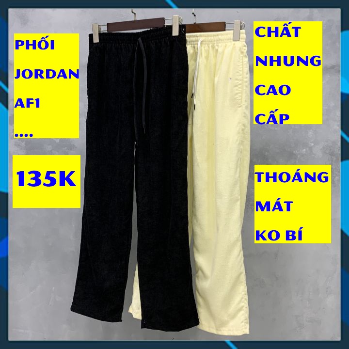 Quần nhung tăm pant dài thun trơn nam nữ ống xuông dáng suông streetwear unisex thụng oversize mùa hè mùa đông