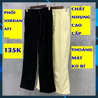 Quần nhung tăm pant dài thun trơn nam nữ ống xuông dáng suông streetwear unisex thụng oversize mùa hè mùa đông