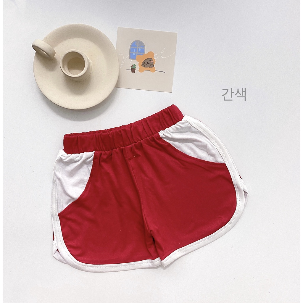 [SALE] Quần Bé Trai, Bé Gái MIMONRI Vải Thun Lạnh Viền Trắng Bo Túi, Quần Đùi Trẻ Em Mặc Hè KWQ2202