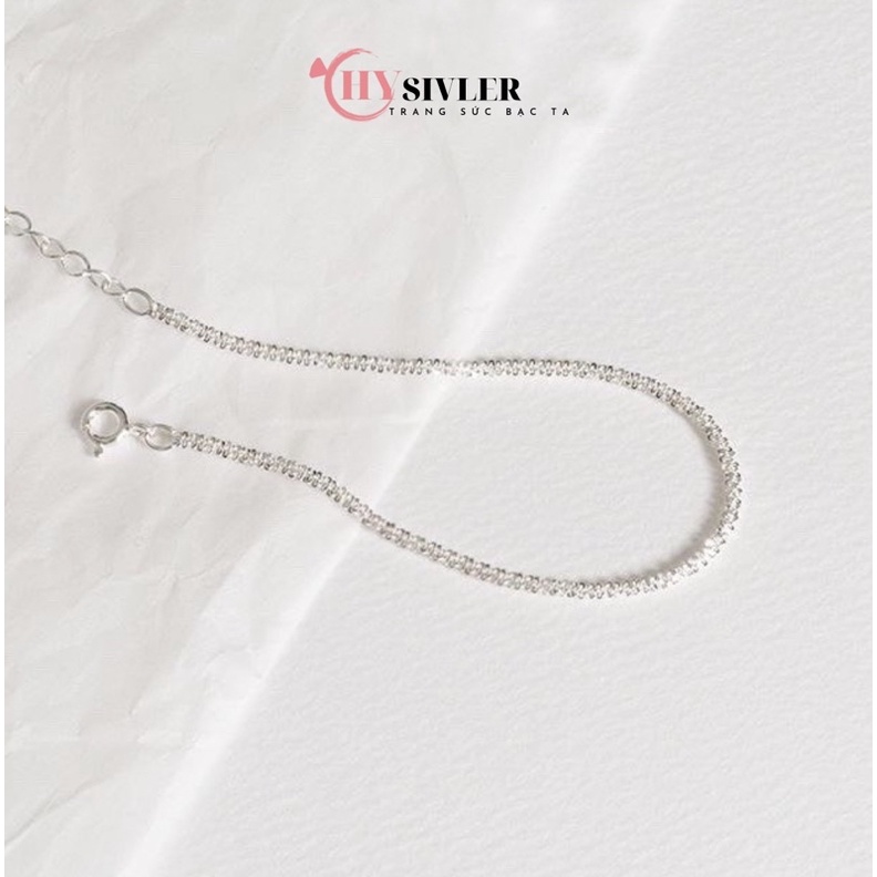Lắc chân bạc nữ CHY SILVER dạng xù kim sa lấp lánh bạc ý s925