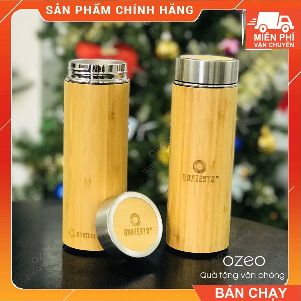 [ Rẻ Vô Địch ] Bình Giữ Nhiệt Vỏ Tre/Trúc 450ml, Lõi Inox 304 Không Gỉ, Giữ Nhiệt Tốt - Khắc Tên, Chữ,Logo