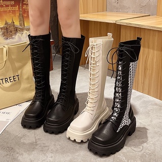 (ẢNH THẬT) BOOTS DA PHỐI LEN NỮ ĐẾ 5CM CAO CỔ LỬNG MŨI VUÔNG