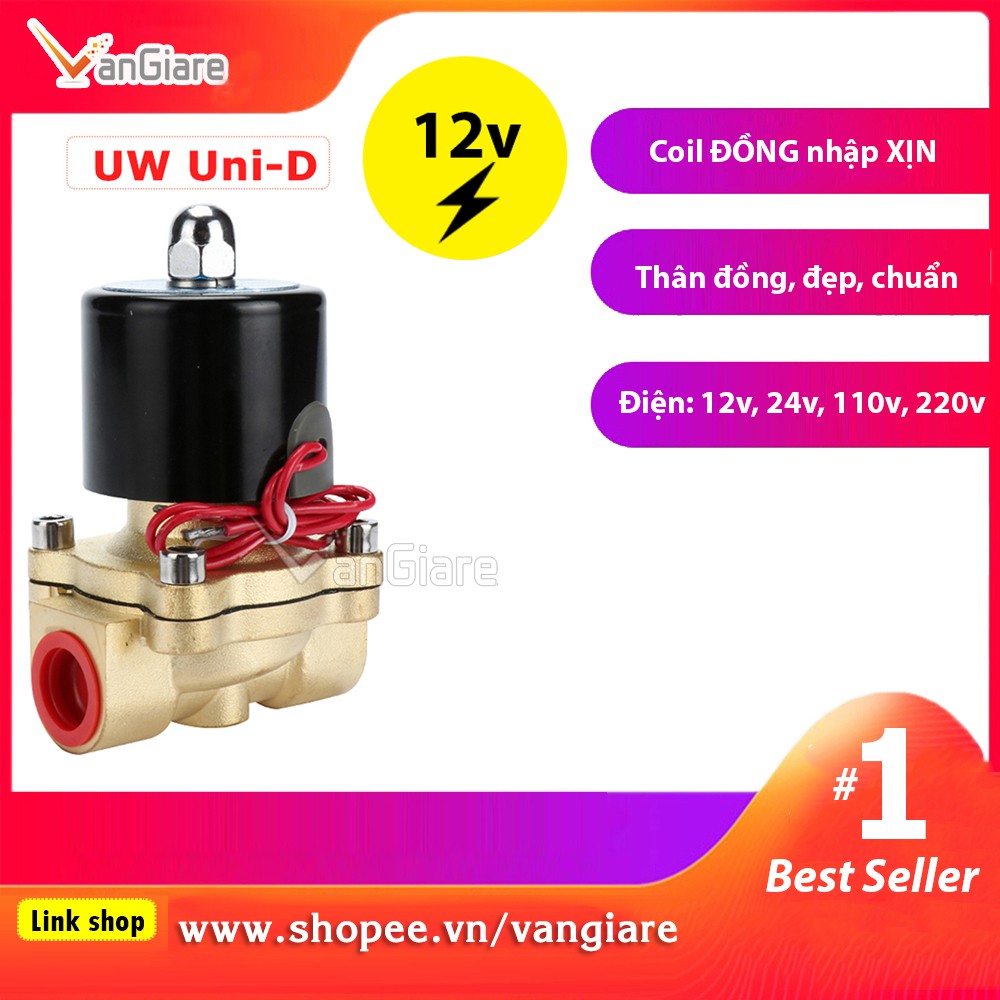 [Coil đồng, đúng hiệu] Van điện từ 12v phi 13, 17, 21, 27, 34