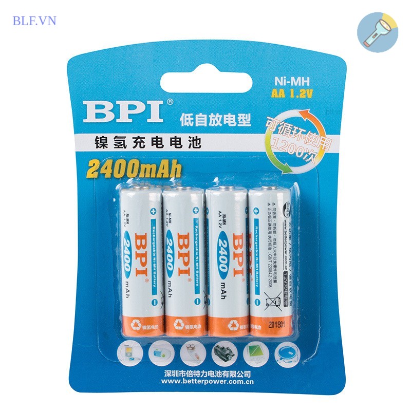 Pin sạc AA BPI 2400 mAh LSD Ni-MH AA loại tốt phiên bản nội địa Trung