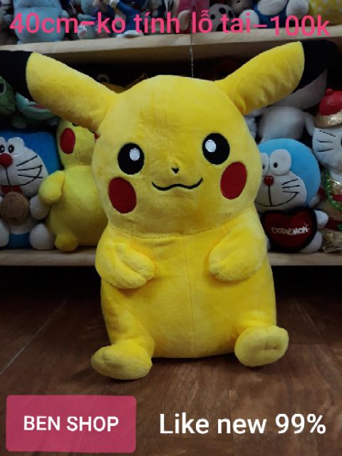 Pikachu size trung to 40cm, like new 99%,  bao hàng đẹp, sạch, thơm💟💟💟