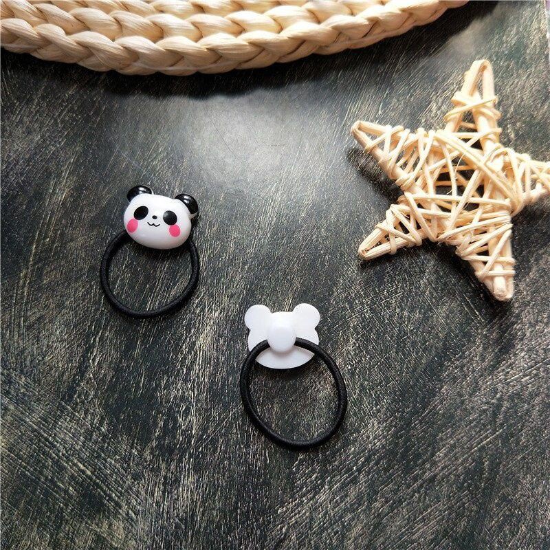 2 Kẹp tóc/ Dây buộc tóc phối mặt gấu trúc dễ thương cho bé gái