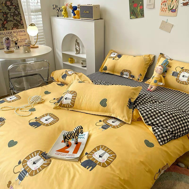 Bộ chăn ga gối Poly Cotton HQ Sư tử vàng disney cho người đáng yêu (Tặng vỏ gối ôm) - Miễn phí bo chun