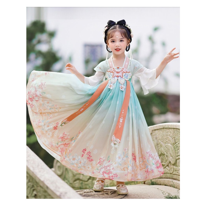 Đầm Hán Phục Phong Cách Trung Hoa Xinh Xắn Cho Bé Gái