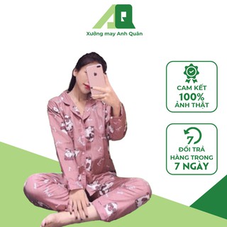 Bộ pijama thái tay dài quần dài chất vải kate thô mềm