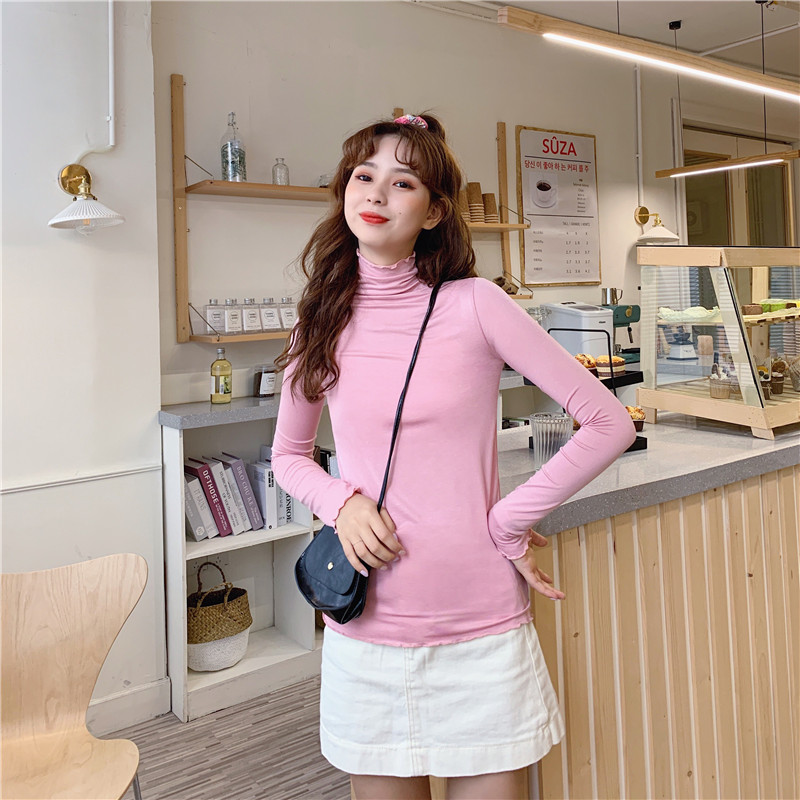 2020 spring and autumn Tops and Blouse high neck bottoming shirt Hong Kong flavor long sleeve t-shirt women