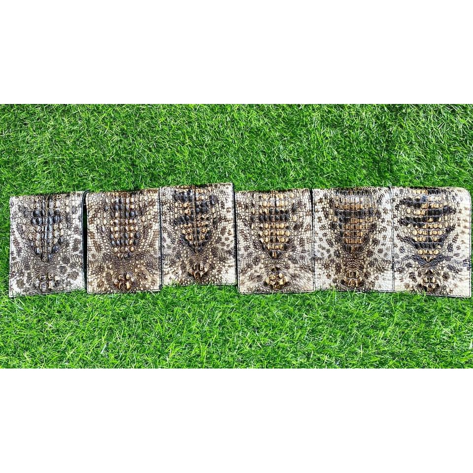 VÍ NAM NGANG MÀU NGUYÊN THỦY DA CÁ SẤU THẬT 100% 1 MẶT BẢO HÀNH 12 THÁNG