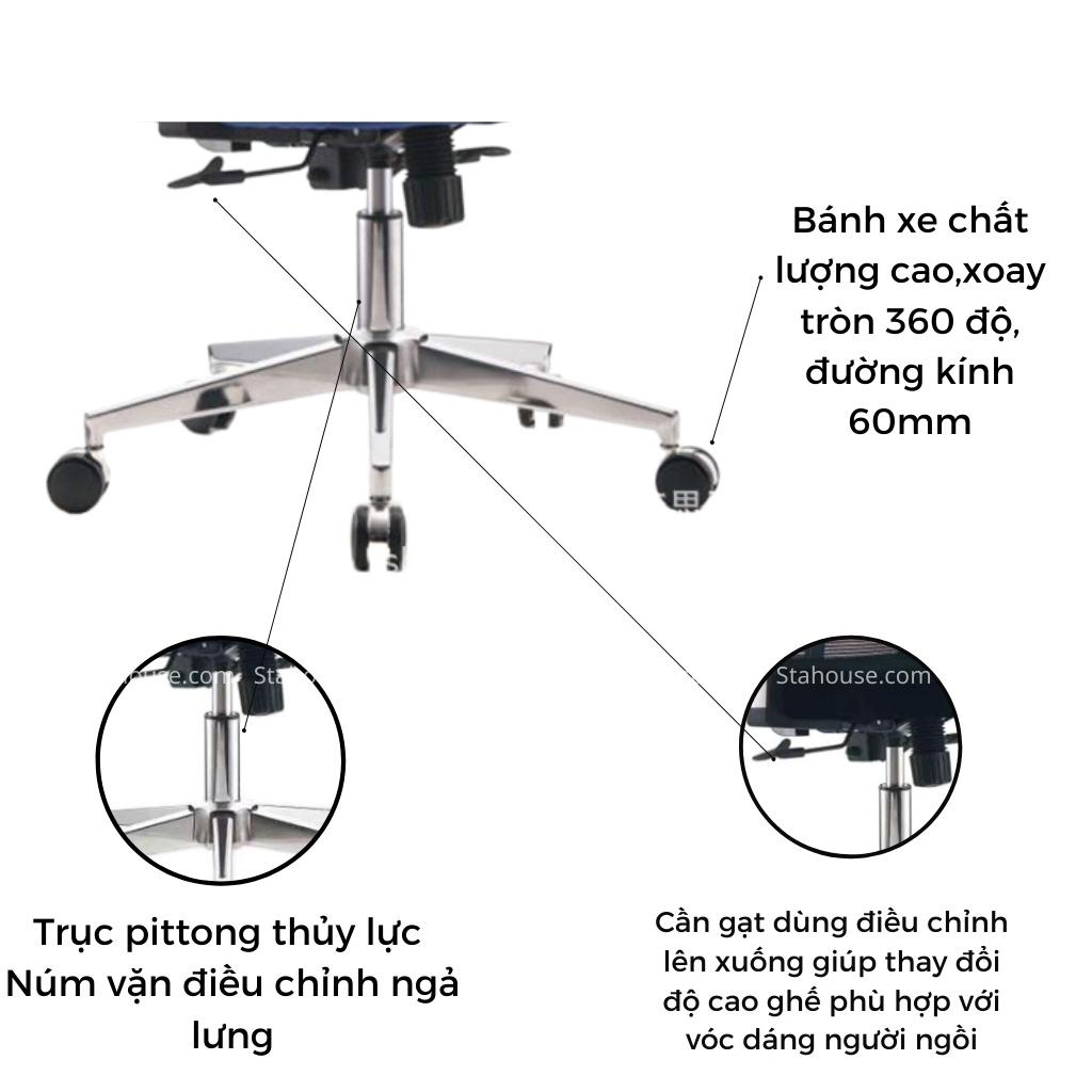 Ghế Công Thái Học Văn Phòng Ngả Lưng Thư Giãn, Nệm Bọc Mút Xốp Cao Cấp Stahouse Official Chair HN GVP J098