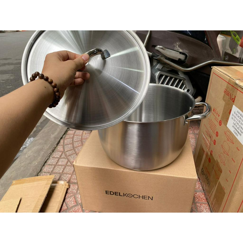 Nồi Inox 304 cao cấp 5 đáy Edelkochen Korea size 28cm dung tích 10L - Hàng Việt Nam xuất Hàn Quốc - Bảo hành 24 tháng