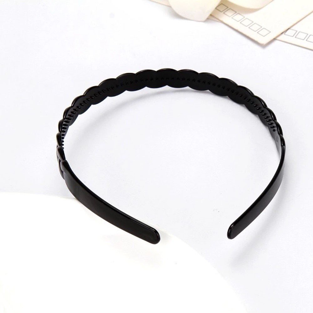 Băng đô thời trang bằng nhựa resin màu đen gợn kiểu sóng chống trượt thoải mái cho nam và nữ