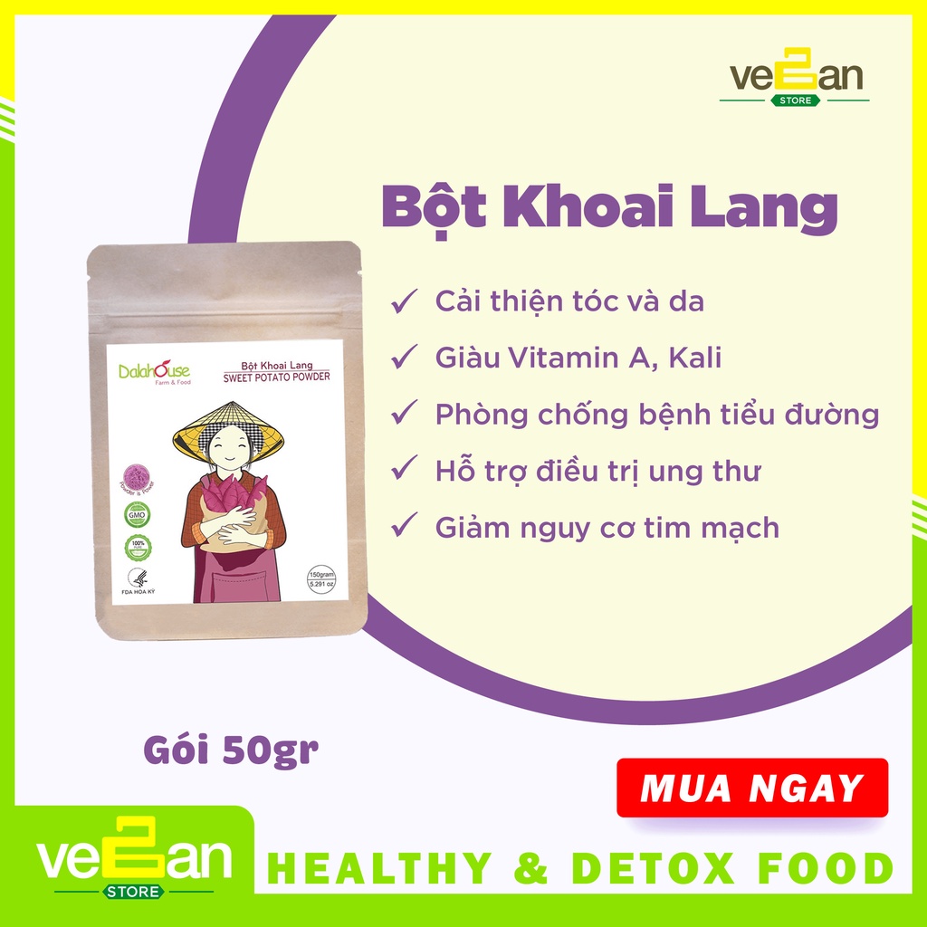 Bột Khoai Lang Tím Sấy Lạnh | Túi 50gr | Vegan Store | Hỗ trợ tiêu hóa | Thanh lọc giảm cân