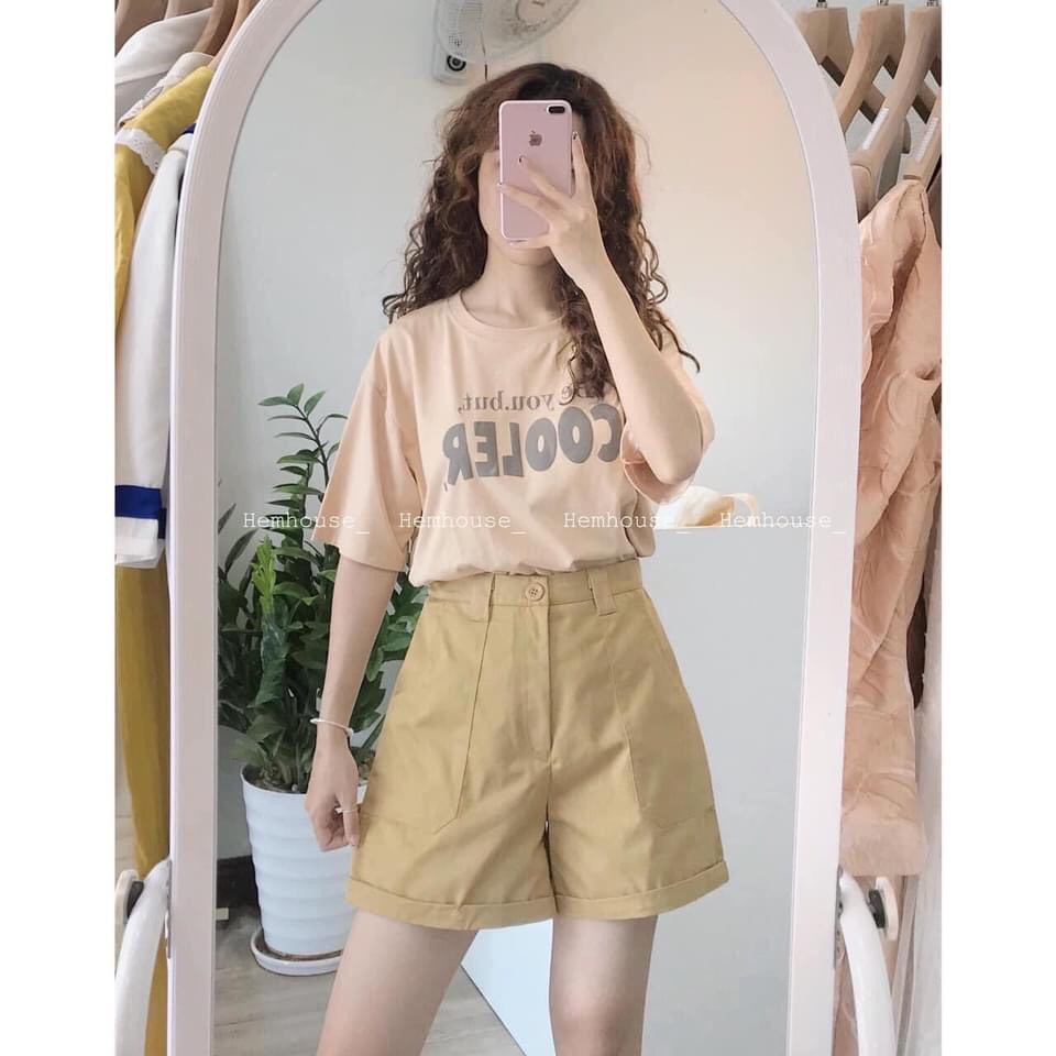 Set Bộ Nữ, Set Áo Thun COOLER Mix Quần Đùi Be Siêu Xinh Hàng Loại 1 | BigBuy360 - bigbuy360.vn