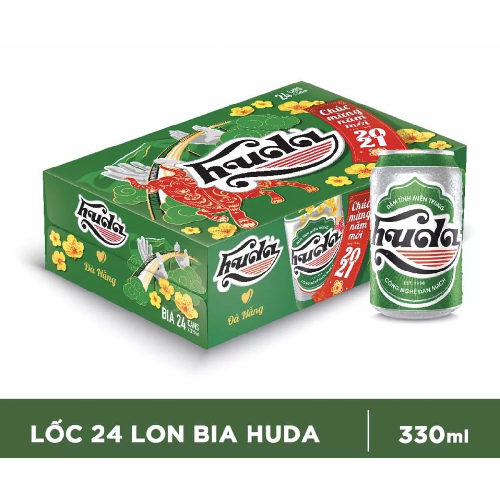 Bia Huda xanh lon - 1 thùng 24 lon 330ml