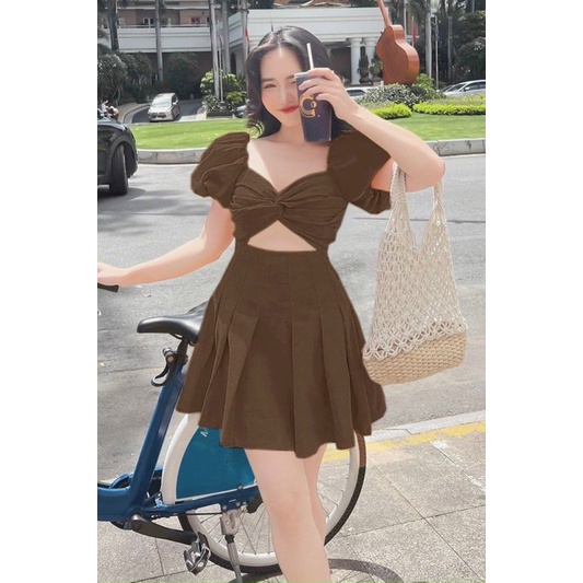 Đầm cut out xếp li bigsize 55kg-95kg🥰🥰