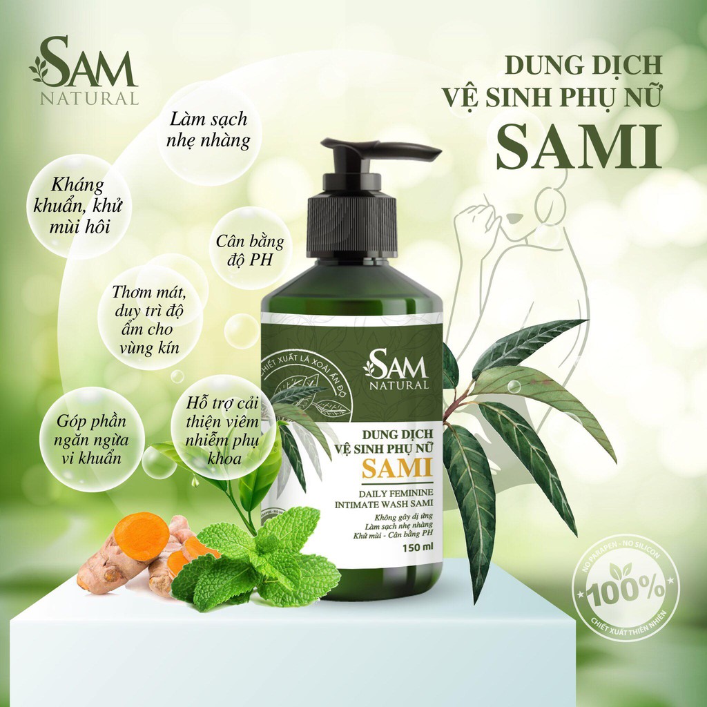 Dung Dịch Vệ Sinh Phụ Nữ Sami Chiết Xuất Lá Xoài Ấn Độ 150ml [Sam Natural]