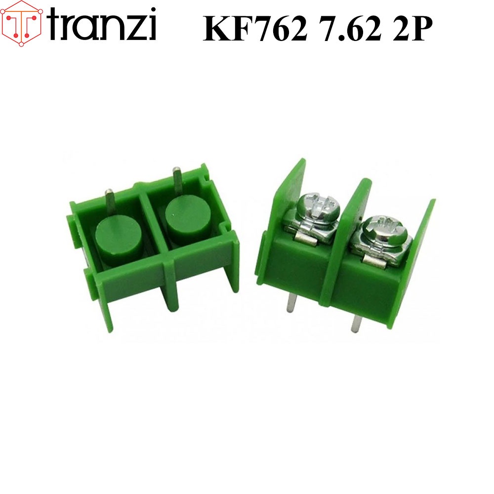 Cầu đấu 7.62mm KF762 7.62 2P chân cắm thẳng xanh - túi 10 cái