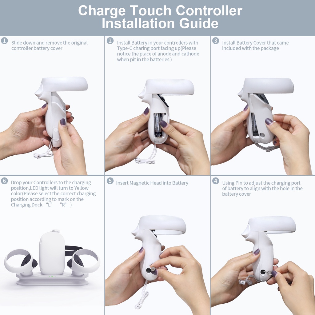 Đế Sạc Đứng Từ Tính Cho Kính Thực Tế Ảo Oculus Quest 2 VR Kèm Pin Cho Oculus Quest 2