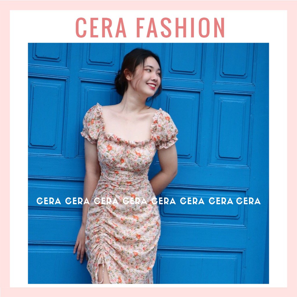 Đầm hoa nhí vintage, đầm dây rút ulzzang 🍓 Váy hoa nhí chữ A vintage dây rút chỉnh độ dài 🍓 CERA FASHION