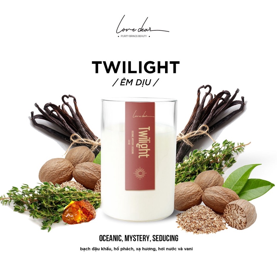 Nến Thơm Phòng Cao Cấp LoveDear Twilight Từ Tinh Dầu Thiên Nhiên và Sáp Cọ - Trang Trí Decor 100g &amp; 200g