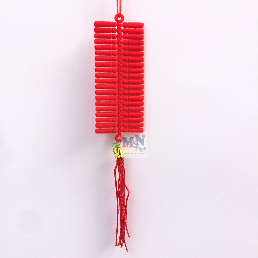 Bộ 5 dây pháo nhung đỏ dài 19cm trang trí Tết