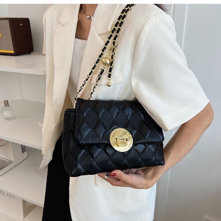 Túi Đeo Vai Hình Vuông Cỡ Nhỏ Họa Tiết Hình Thoi Phối Dây Xích Thời Trang Cho Nữ