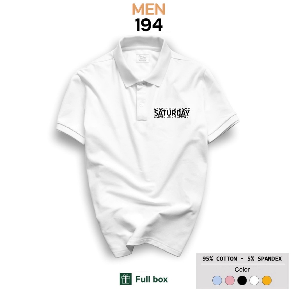 Áo thun Polo GẤU 194 Unisex vải coton 100% y co dãn 4 chiều dày dặn form gerular fit - Satturday
