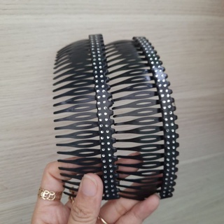 Lược cài tóc nhựa mềm đính hạt 2 hàng